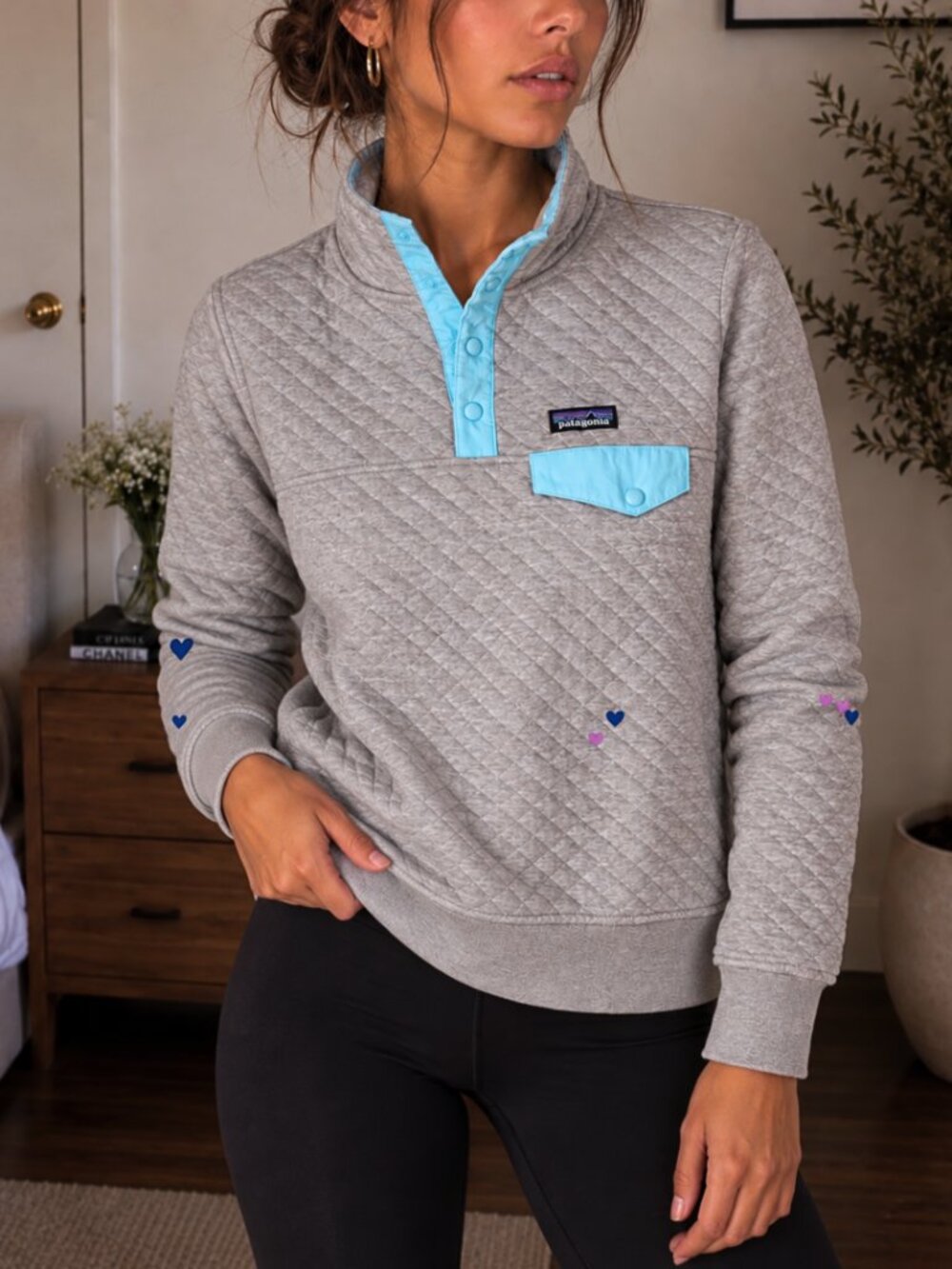 Patagonia Organic Cotton Quilt Snap-T Pullover Heart Appliqué Small